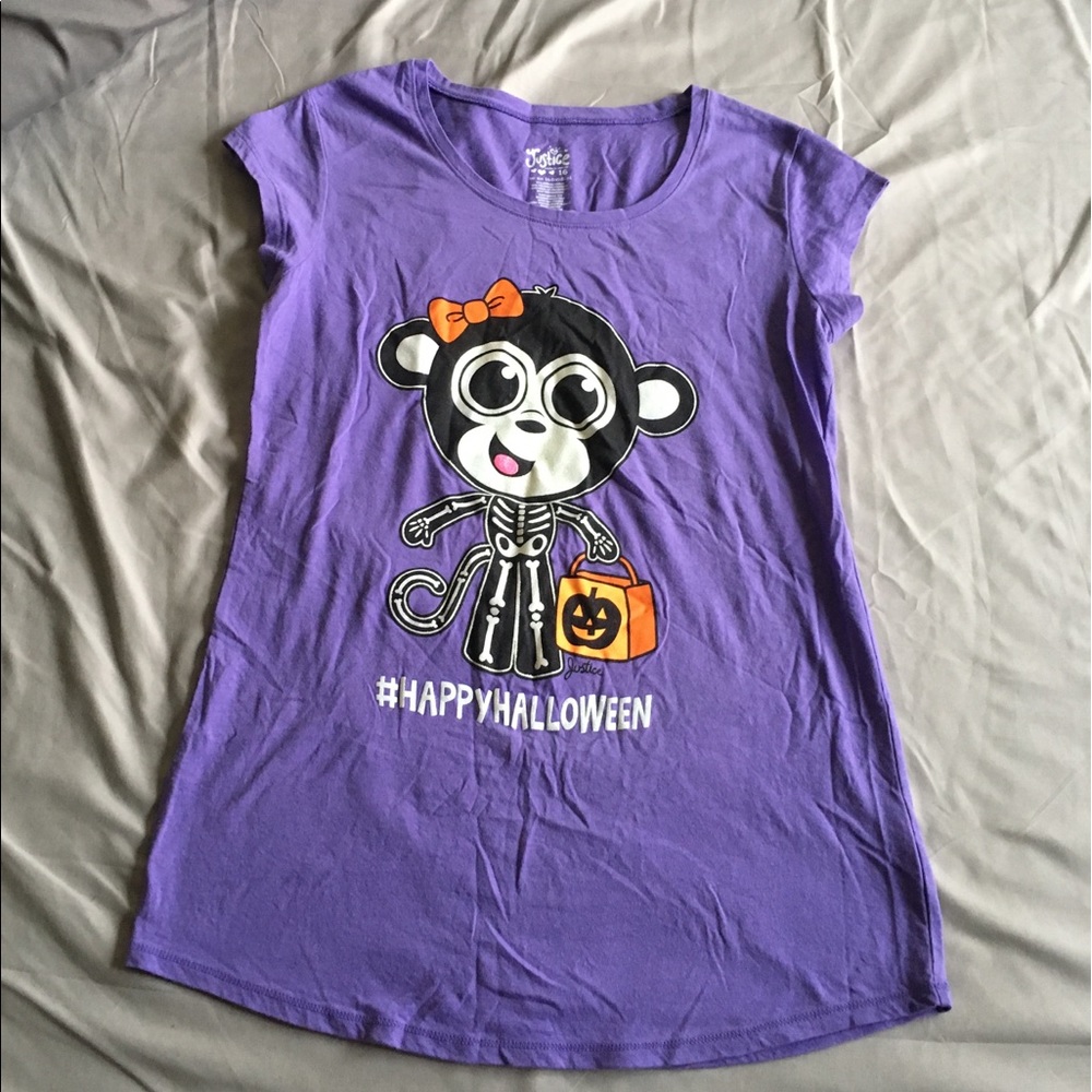 Justice #HAPPYHALLOWEEN Purple T-Shirt NWOT Halloween
